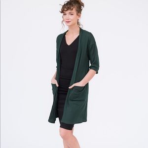Forever Cardi Hunter Green And Black Ribbed
